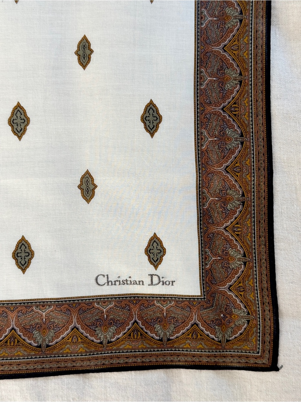 Vintage Christian Dior Paisley Cotton Head Scarf Bandana Made in Japan - Picture 3 of 7